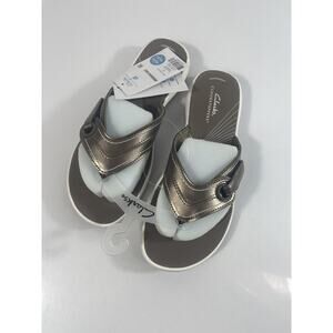 Clarks Breeze Reyna H Shoes Womens Size 8 Gray Cloudsteppers Thong Sandals New